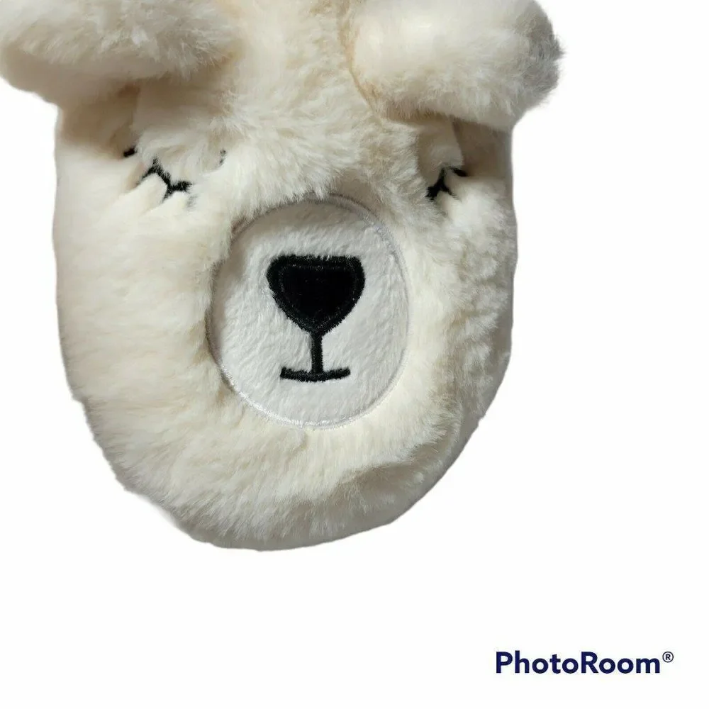 MIXIT Bear‎ Slippers Girls Size 5-6 Ivory Cream Plush Very Soft Slip On GUC